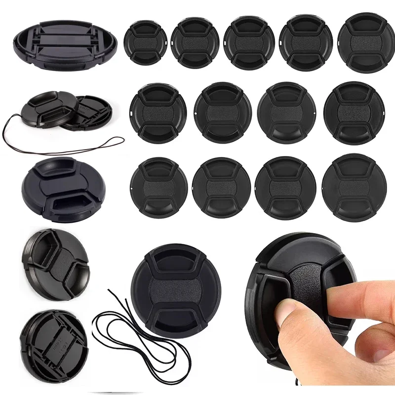 5Pcs Camera Lens Cap 37/39/43/46/49MM Protective Cover With Anti-lost Rope Lens Protector