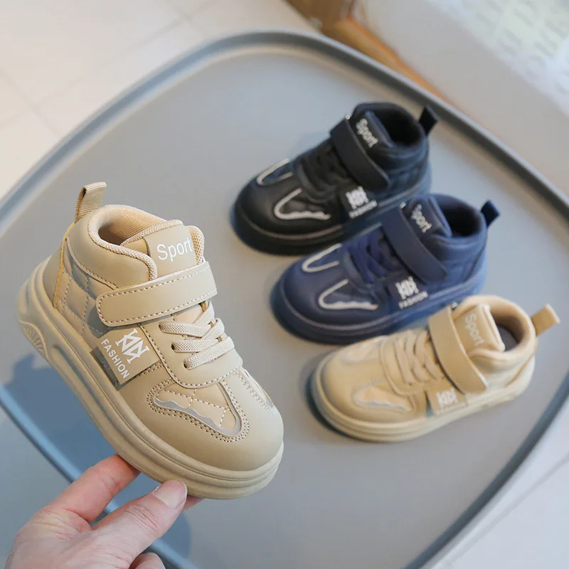

Children Spring Autumn Fashion Shoes Girls Comfortable Soft Soled Casual Shoes Boy Velcro Versatile Gridded Striped Kid Sneakers