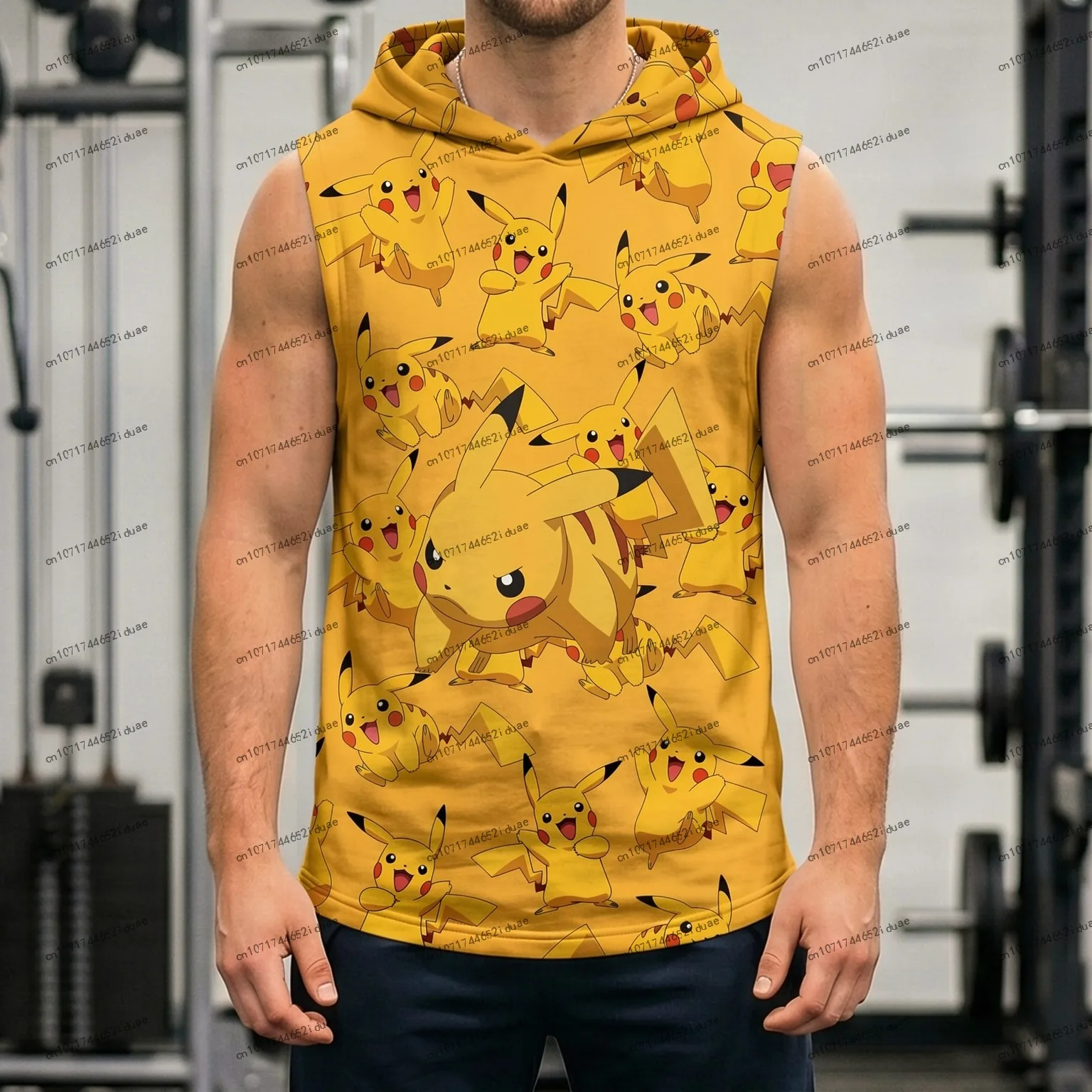 Herren-Weste mit Kapuze Gym T-Shirt Pokemon Pikachu S-3XL Party Neu Heißer Verkauf Männerkleidung Lustiges Tanktop Modische Herren-Oberteile