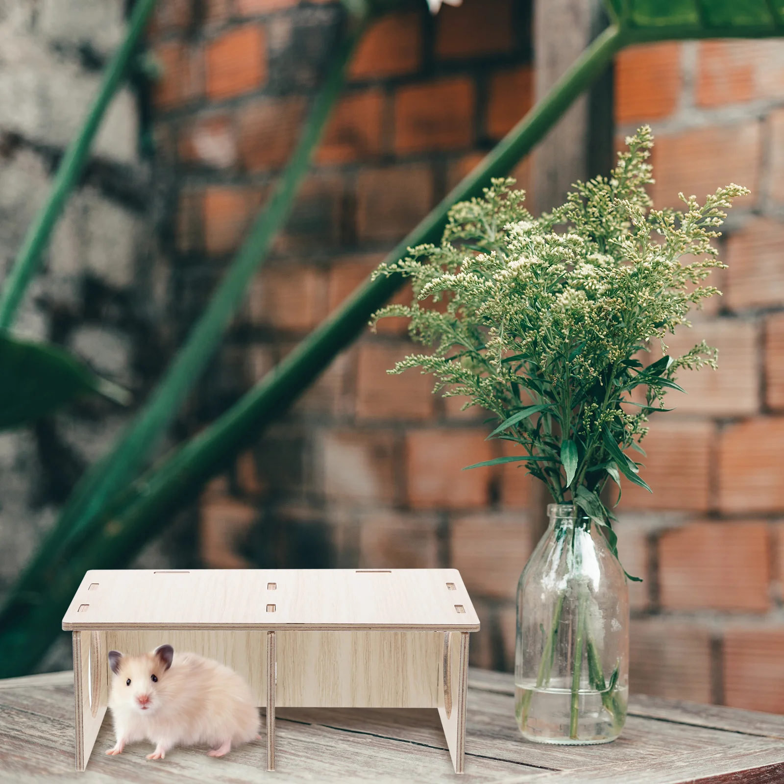 

Hamster Solid Wood House Tiny Kit Hideout Cage Decor Gerbil Wooden Toy Hideouts Mouse Habitats Travel Hiding Place