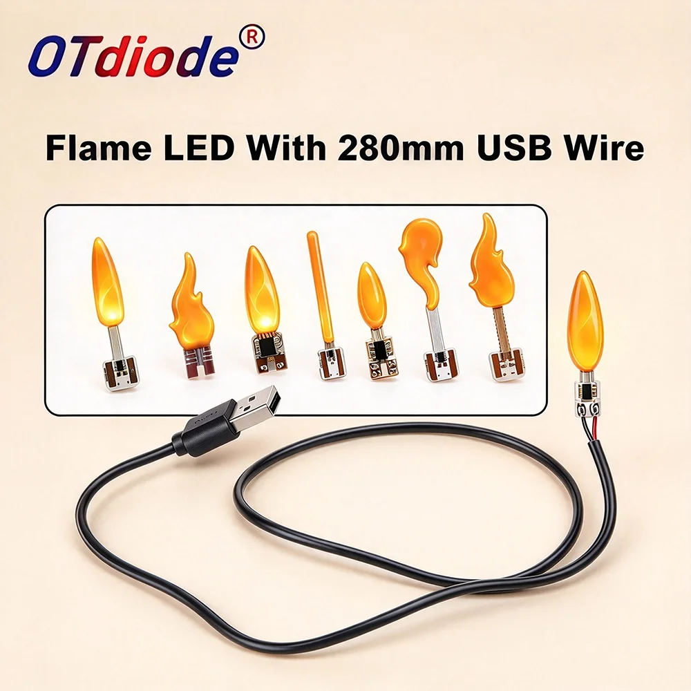 USB 5V Flame Lamp with Usb Interface LED Flash Candle Light Flicker Effect Beads Creative Birthday Decoration Light Accessory