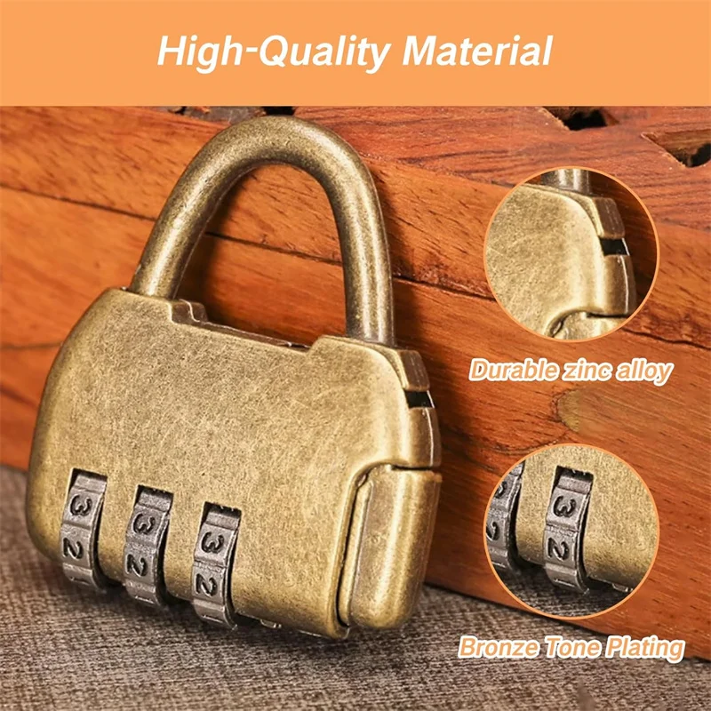 New Alloy Password Locks Retro Antique Chinese Old Style Jewelry Chest Box Code Password Lock Padlock Home Decorative Ornament