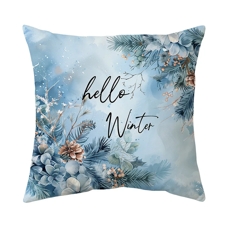 Christmas Cushion Cover Peach Skin Pillowcase Elk Throw Pillow Xmas Gifts Sofa Decorative Cushions Christmas Pillow Covers