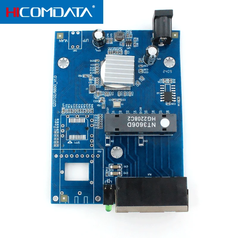 10/100/1000M 1 Fiber port and 2 RJ45 Gigabit Media Converter PCB Single Mode fiber Port PCB 10/100/1000M 1F2g