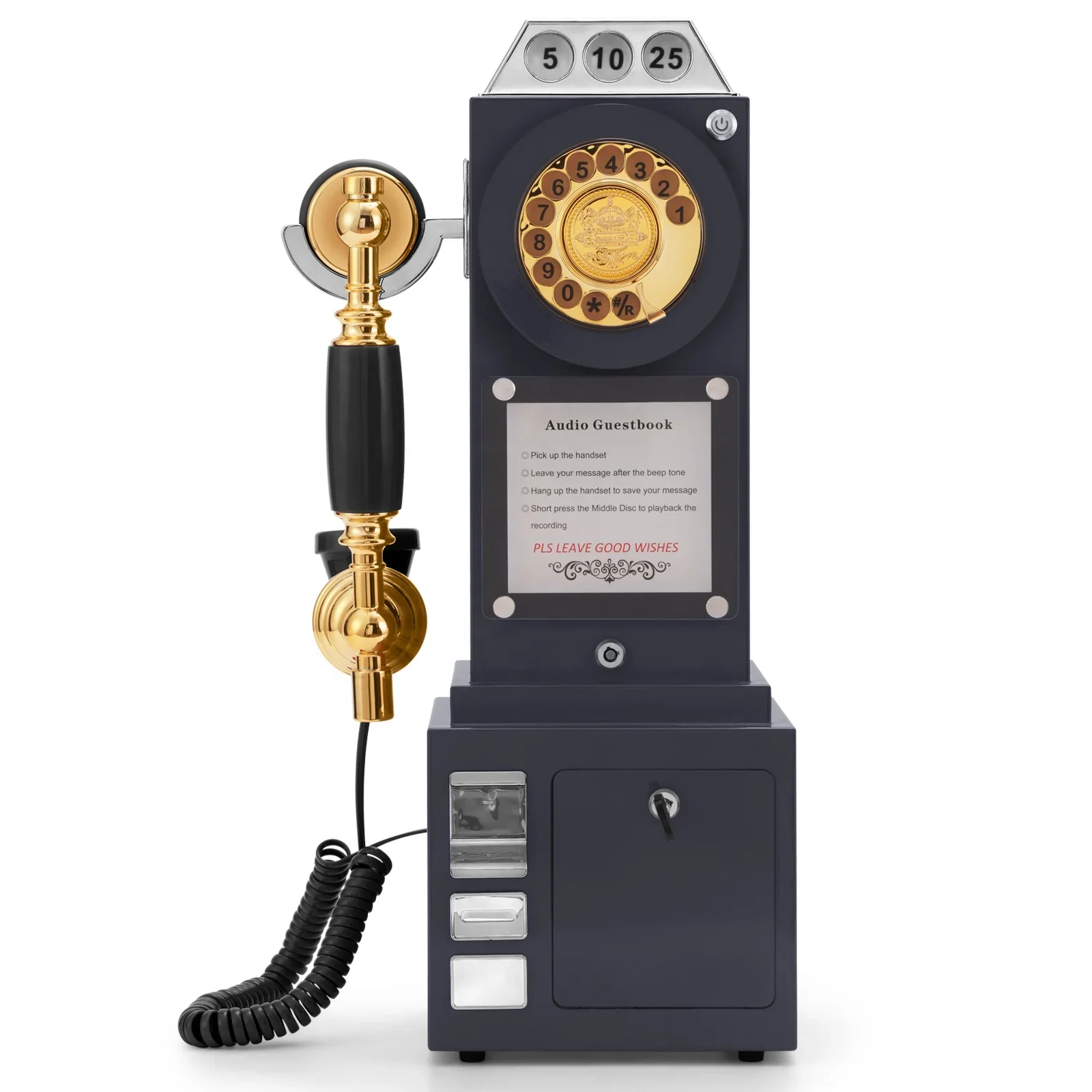 

Vintage Audio Guestbook Rotary Dial Pay Phone Audio Guest Book Wedding Retro Recorder Party Voicemail Message Wall Mounted Phone