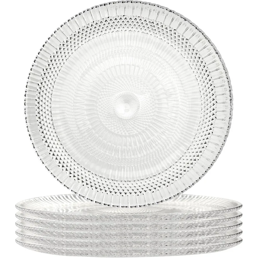 

Набор из 6 дюймов, 15 см, прозрачные стеклянные десертные тарелки ручной работы из 6 маленьких декоративных обеденных тарелок для сервировки закусок, салатов и малых