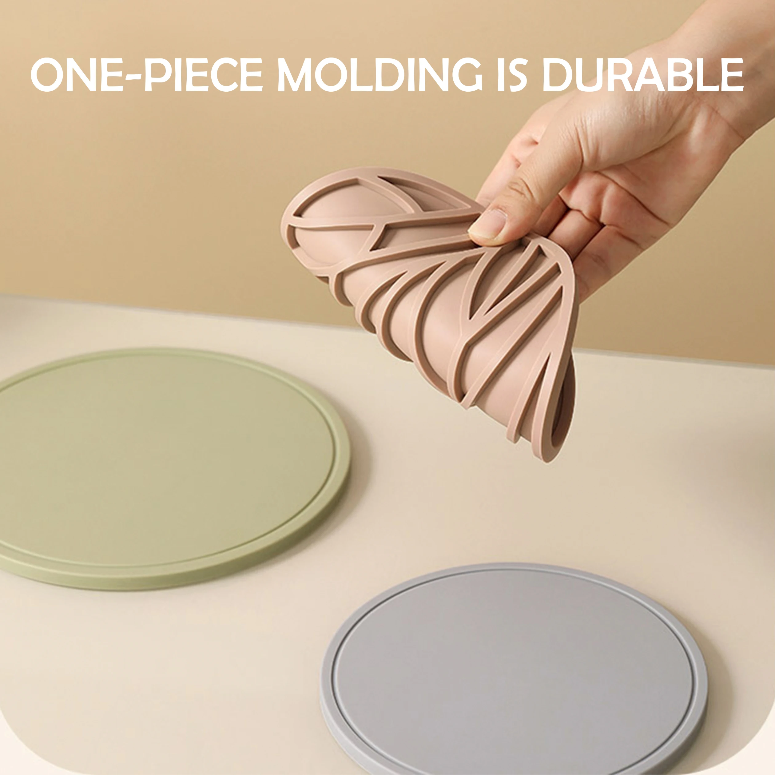 Nordic domestic kitchen silicone round heat insulation pad high temperature wholesale thick coaster mat Mo Landi color