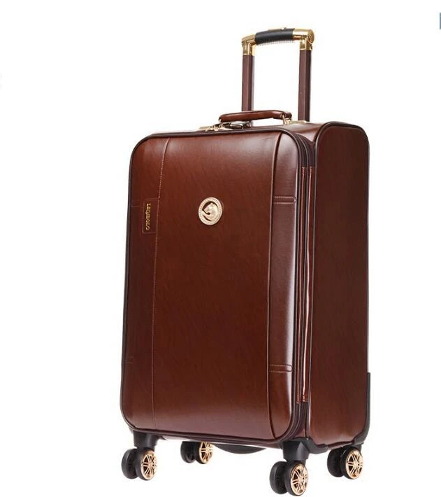 20 Inch PU leather Suitcas Men Rolling Travel Luggage Bag wheels Spinner Suitcase 24 Inch Travel Trolley baggage bag Trolley Bag