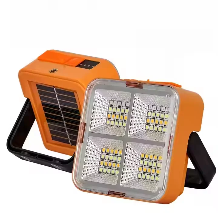 Solar emergency light, solar LED working light, waterproof portable floodlight, suitable for camping and outdoor maintenance.
