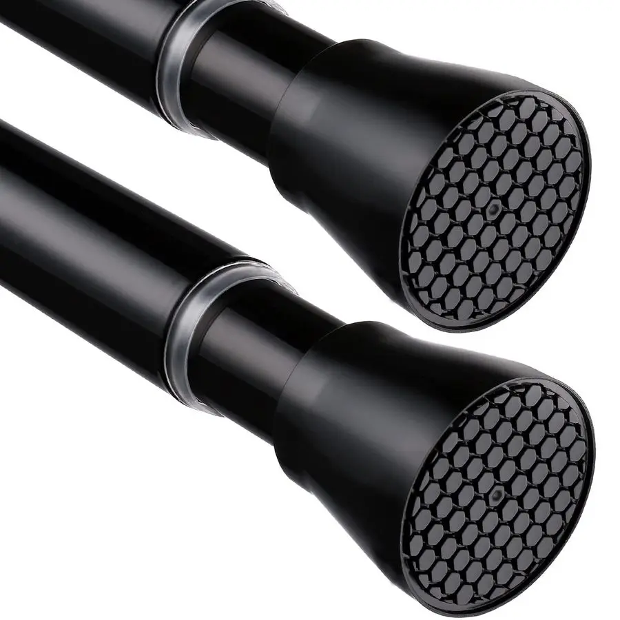 

Pack Black Tension Curtain Rod 30 to 64 Inch,Adjustable Curtain Rod,Shower Tension Curtain Rod No Drilling,7 8 Spring Curtain Ro