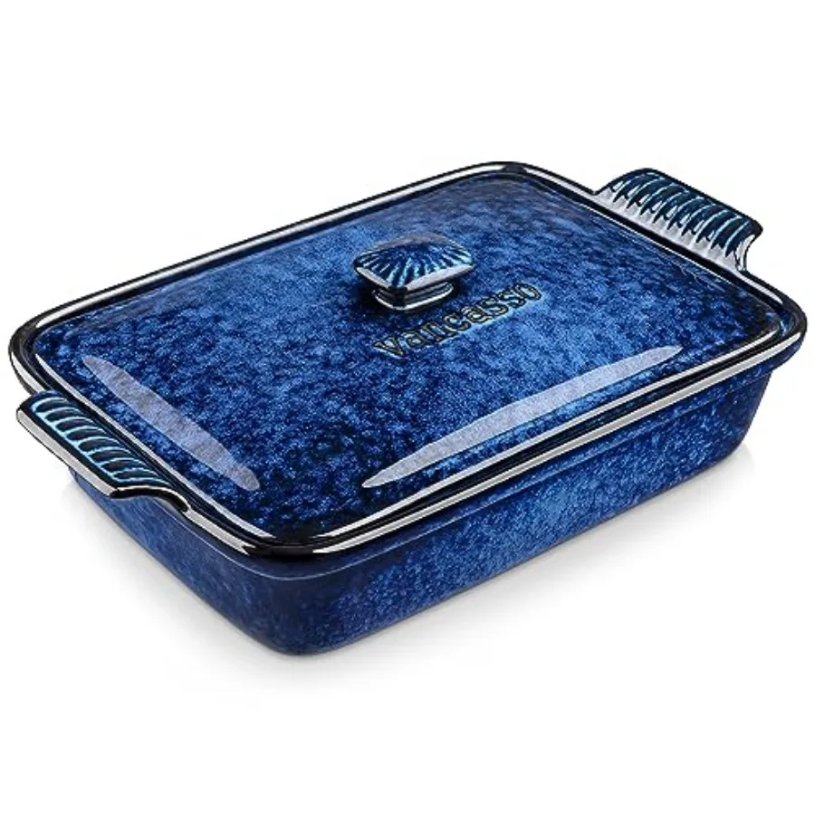 Cazuela estrellada con tapa, cazuela para horno, bandeja para hornear de 9x13 con asas, cazuela grande para hornear, bandeja para lasagna