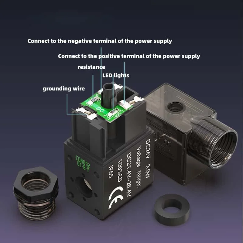 HEBAI Universal Solenoid Valve Coil DC12V/24V AC24V/36V/110V/220V/380V with Wire or LED Applicable To The 100/200/300/400 Series