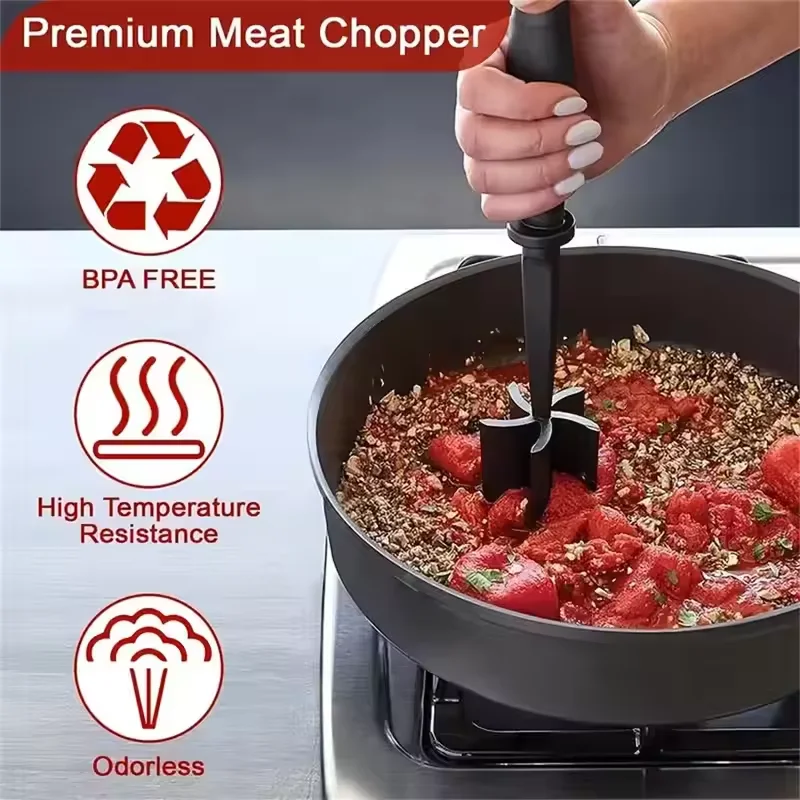 Meat Chopper Hamburger Chopper Premium Heat Resistant Masher And Smasher For Hamburger Meat Ground Beef Ground Turkey Potato