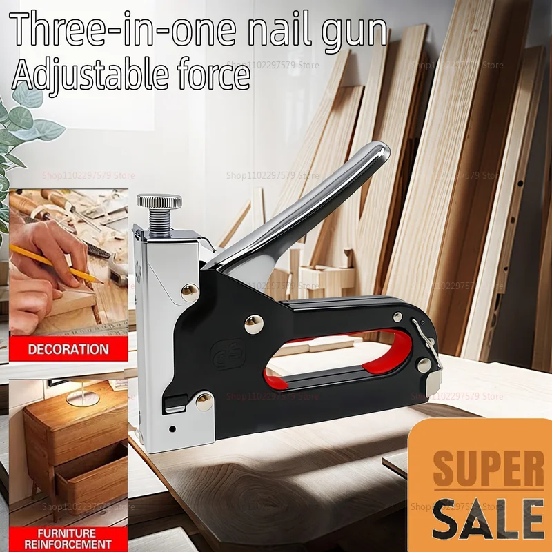 

Durable3-в-1 многофункциональный набор инструментов, сверхмощный степлер, пистолет для гвоздей для обивки, крепежные материалы для столярных работ с 600 шт. скобами для домашнего DIY