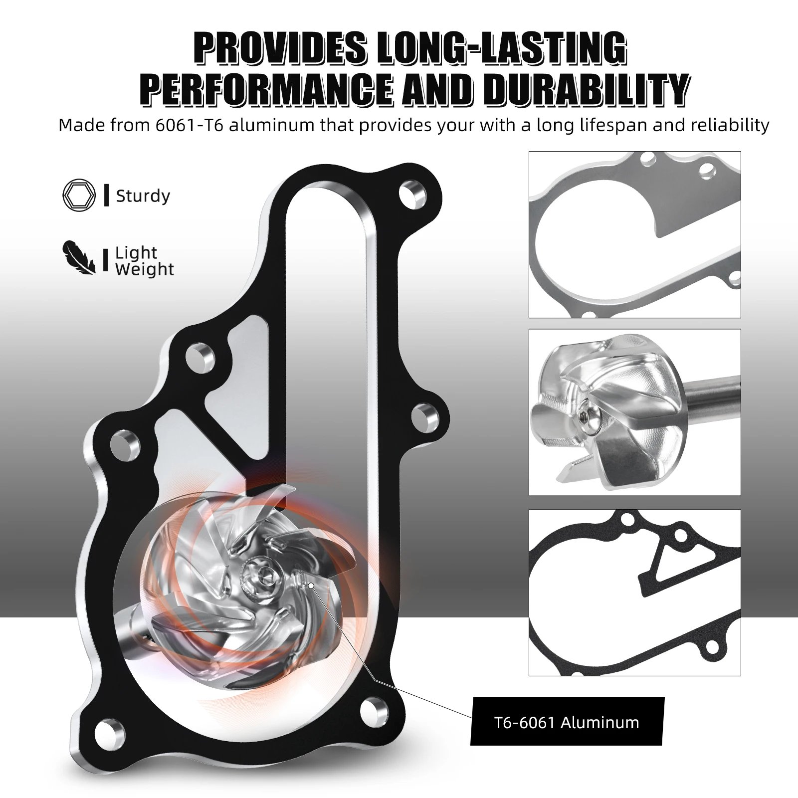 NICECNC Wasserpumpen-Laufradwelle für Yamaha Raptor 700 700R 2006-2022 ATV-Zubehör 6061 Aluminium Verschleißfestigkeit Effizienz – Detail 3