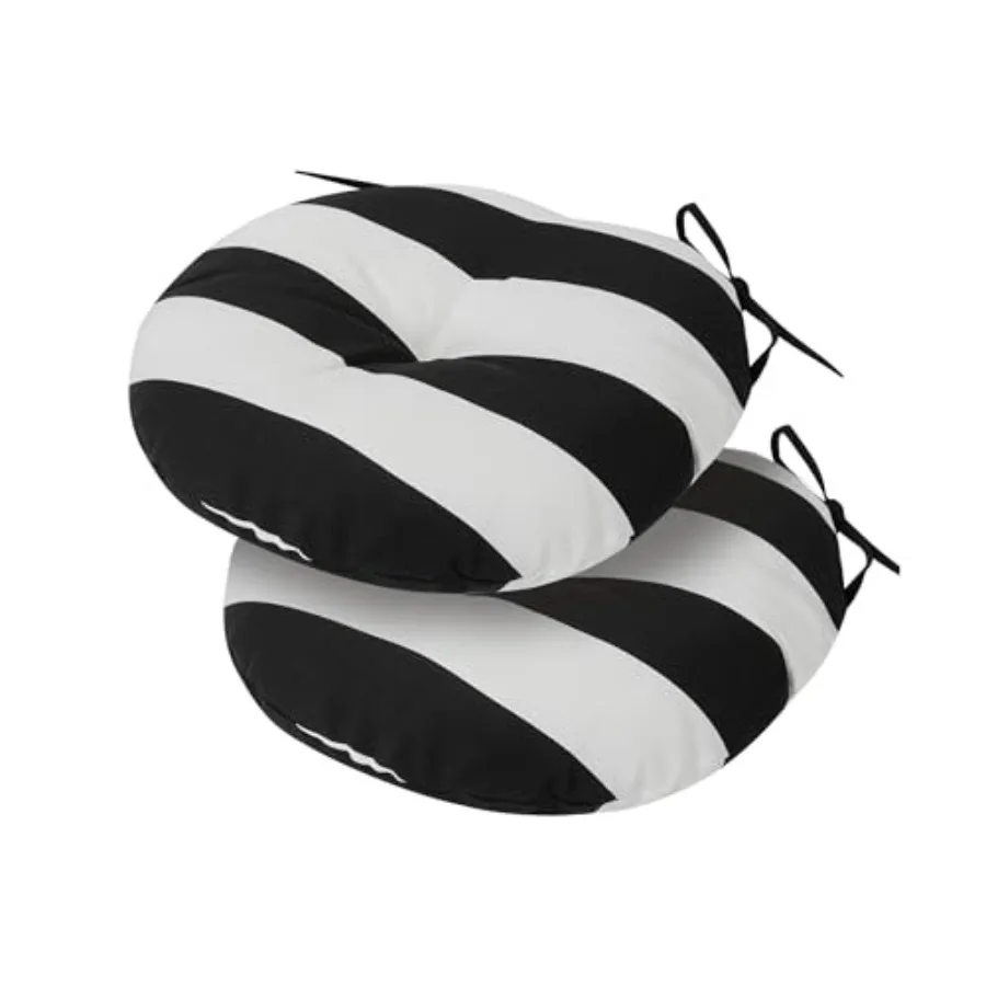 

Bistro Chair Cushions 15 inch, Set of 2, Tufted Round Chair Cushions with Ties, 15"x15"x4", Water Resistant Round Seat Cushion