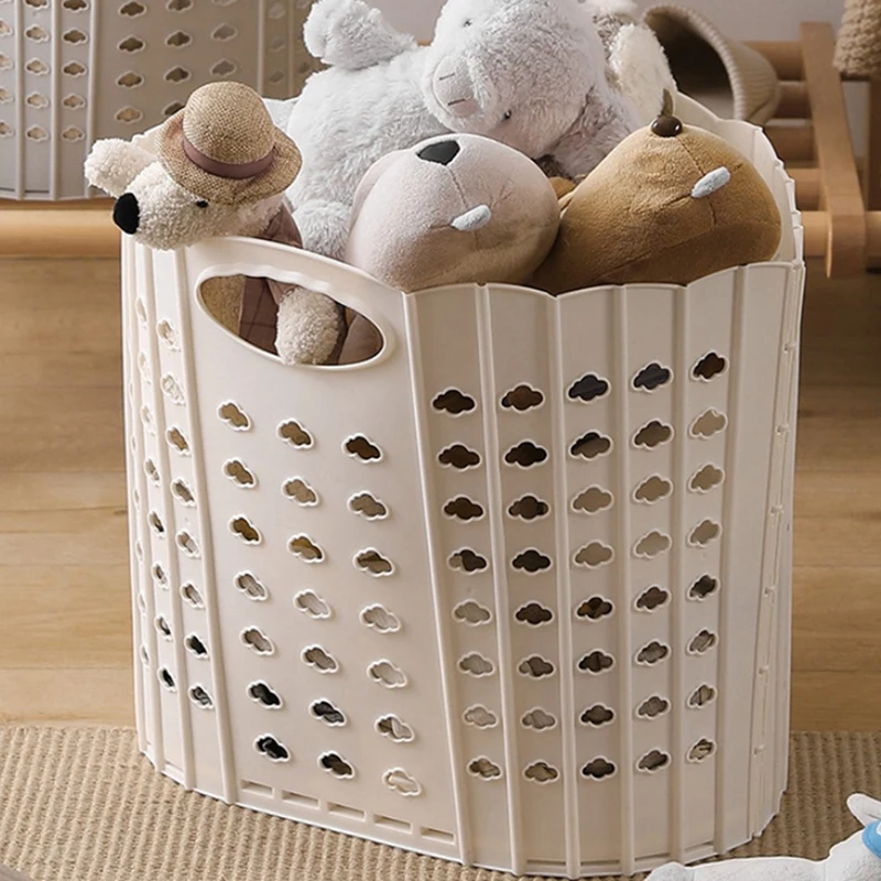 Folding Dirty Clothes Basket Multifunctional Portable Dirty Clothes Basket White