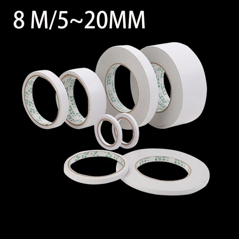 1 Rolls Double Sided Adhesive Tape 8M Ultra-thin White Strong Tape Sticker For Home Office Craft Double Sided Tape Sticky Paper