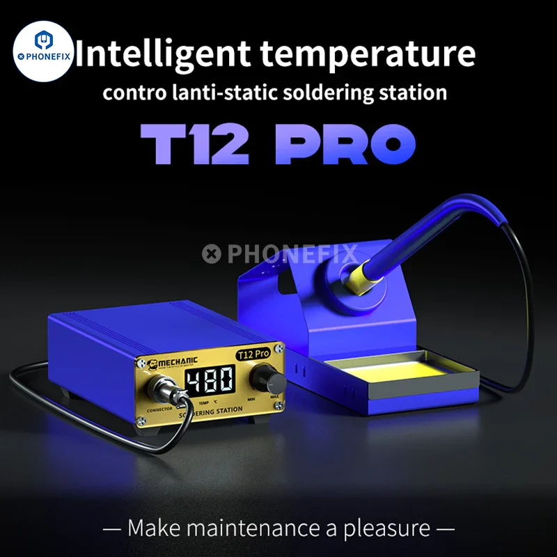 Mechanic T12 Pro Solder Station Intelligent Anti-static Digital Heating Station with Handle T12 Iron Tip for Mobile Phone Repair