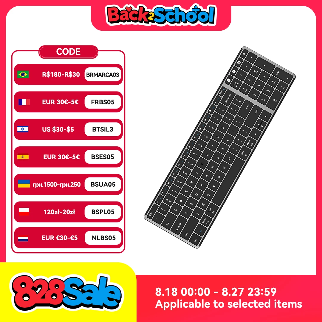 

Клавиатура AUSDOM Sofkeys2 беспроводная, Bluetooth 5,0, 2,4 ГГц, 98 клавиш