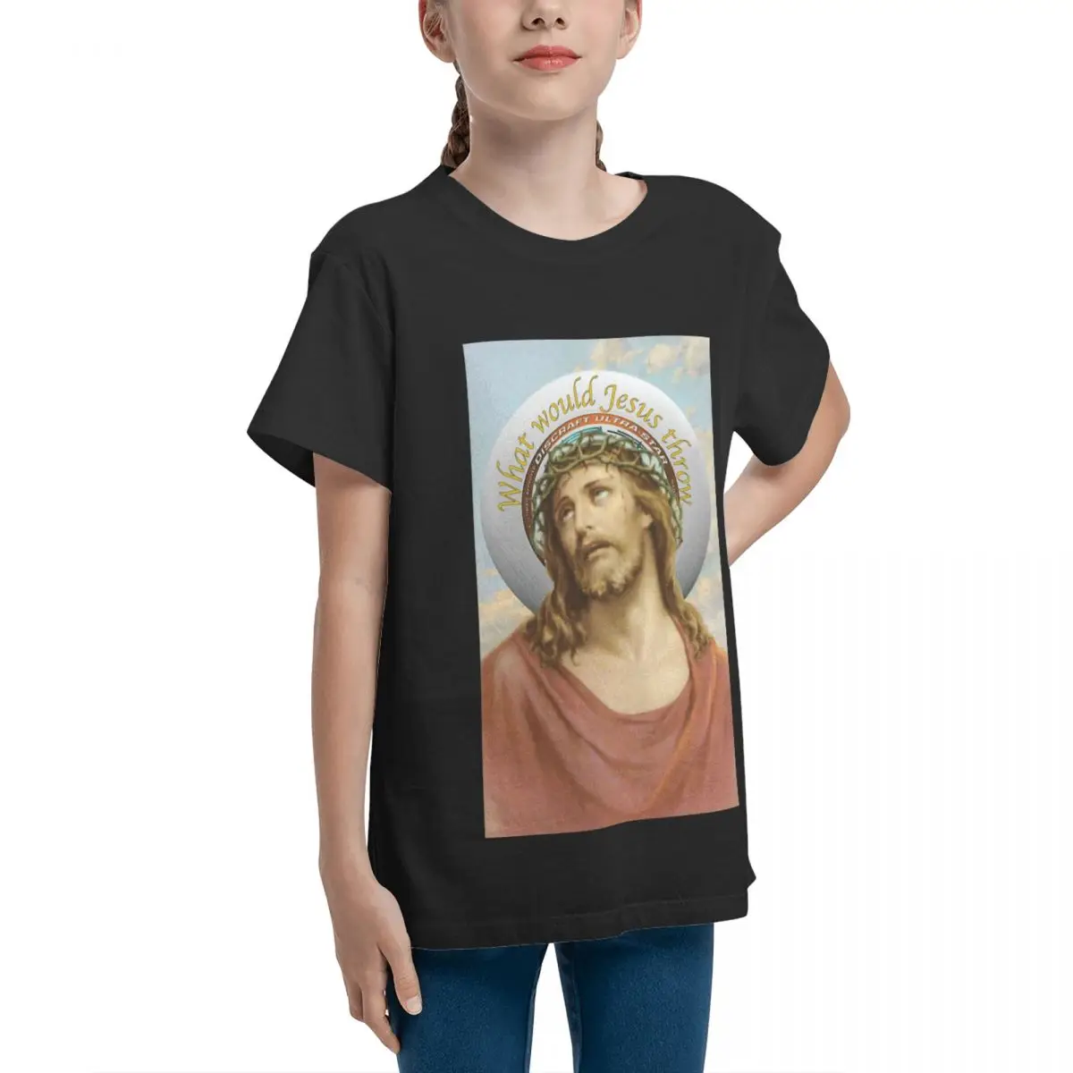 Adolescents What Would Jesus Throw (ultimate Frisbee Design) Basic Short Sleeve T-Shirt Crewneck Tshirt Casual Graphic Vintage
