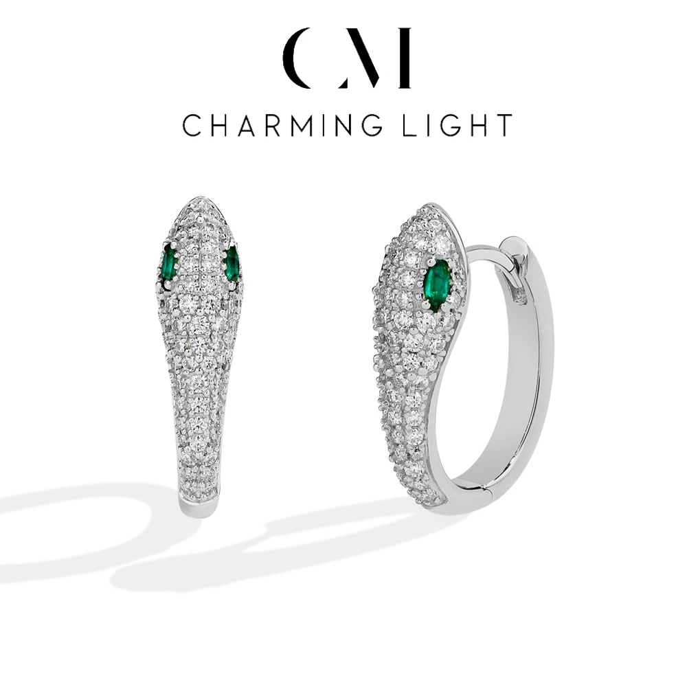 

CHARMING Snake element Full Moissanite Earrings Marquise Lab-emerald 925 Sterling Silver For Women Girls Fine Party Jewelry Gift