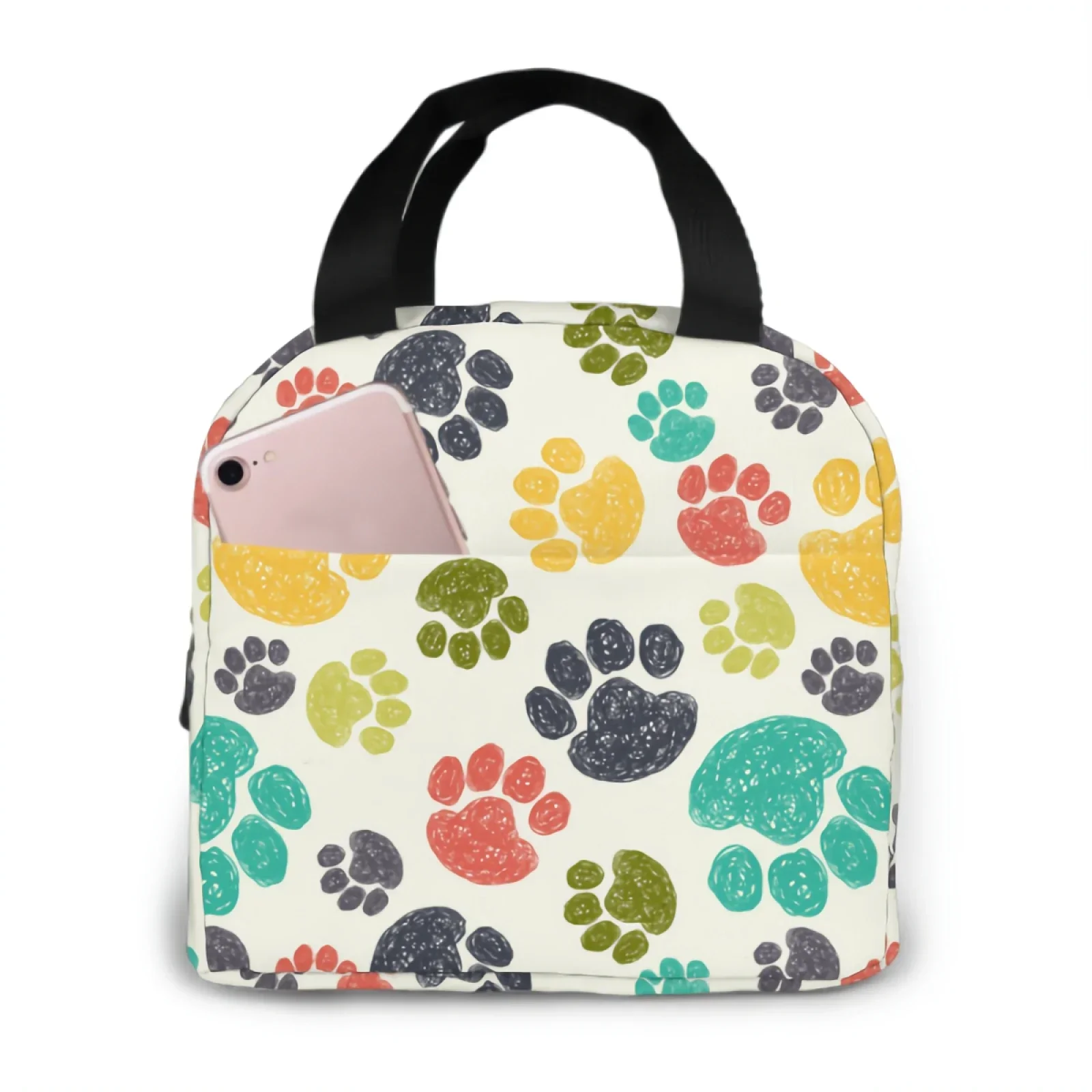 

Dog Paw Print Lunch Bag Adult Tote Bag Reusable Lunch Box Container For Women Men School Office Work