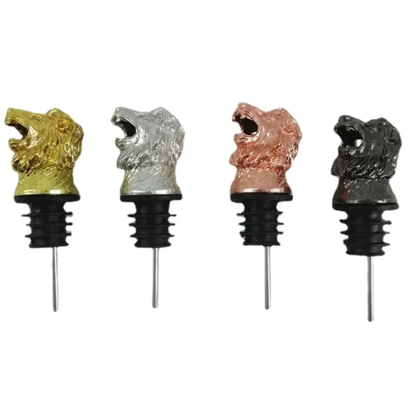 Creative Zinc Alloy Lion\'s Head Pour Spouts Vodka Red Wine Whiskey Wine Mouth Fresh Bottle Stopper Gift Decoration