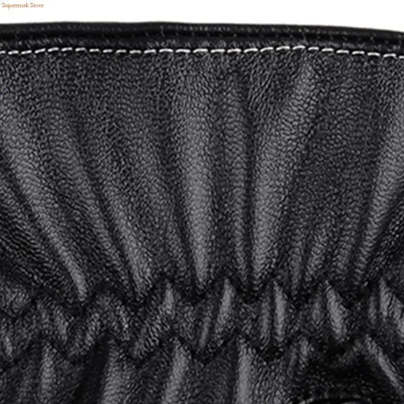Q5WE Winter Warm Gloves Waterproof Leather Full Finger Gloves Touchscreen Riding Driving Warm Gloves with Fleece Lining