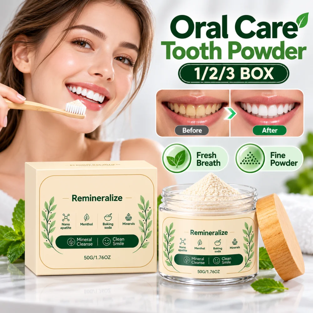 50g Oral Care Tooth Powder Fine Creamy White Formula Gentle Daily Cleaning Fresh Breath Toothpaste Alternative for Home Use