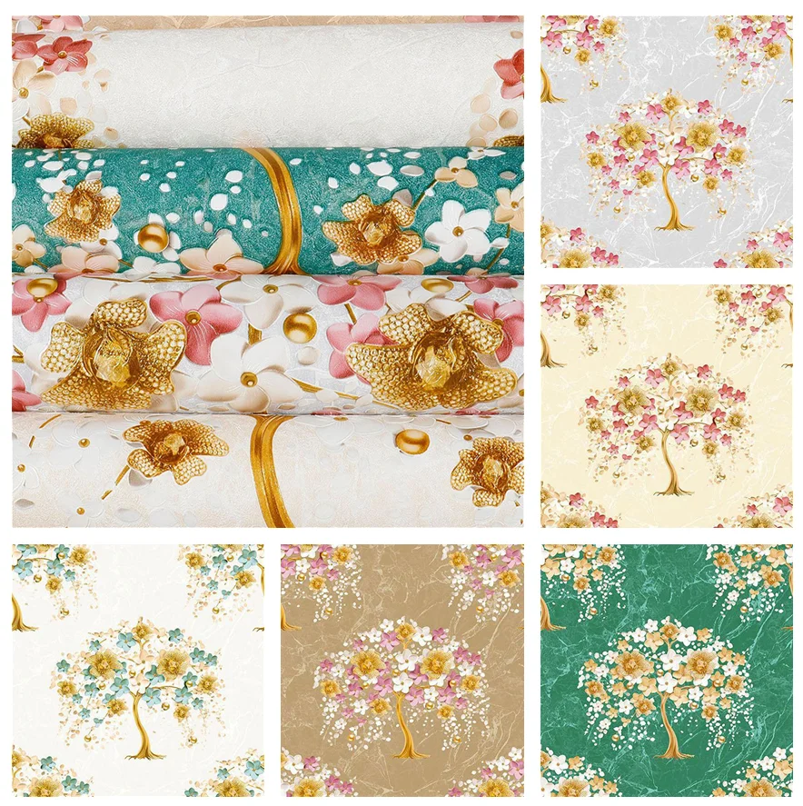 Blooming Flower Background Wallpaper Bedroom Living Room Luxury Villa Interior Decoration 3D Stereo Wallpaper Waterproof