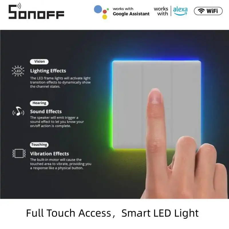 SONOFF-TX في نهاية المطاف الذكية الجدار التبديل ، وصول اللمس الكامل ، LED ضوء الحافة ، متعددة الاستشعار ، EWeLink ، التحكم عن بعد عبر أليكسا وجوجل