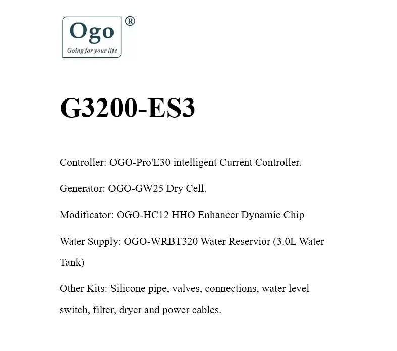 OGO Complete HHO system G3200-ES3 Smart PWM CHIP UPTO 3200CC