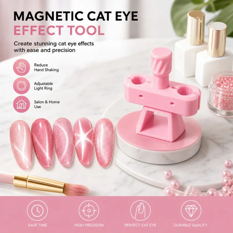 Automatic Magnetic Cat Eye Nail Tool 360° Rotatable Magnet Wide Side French Starlight Cat Eye Gel DIY Salon Manicure Accessories
