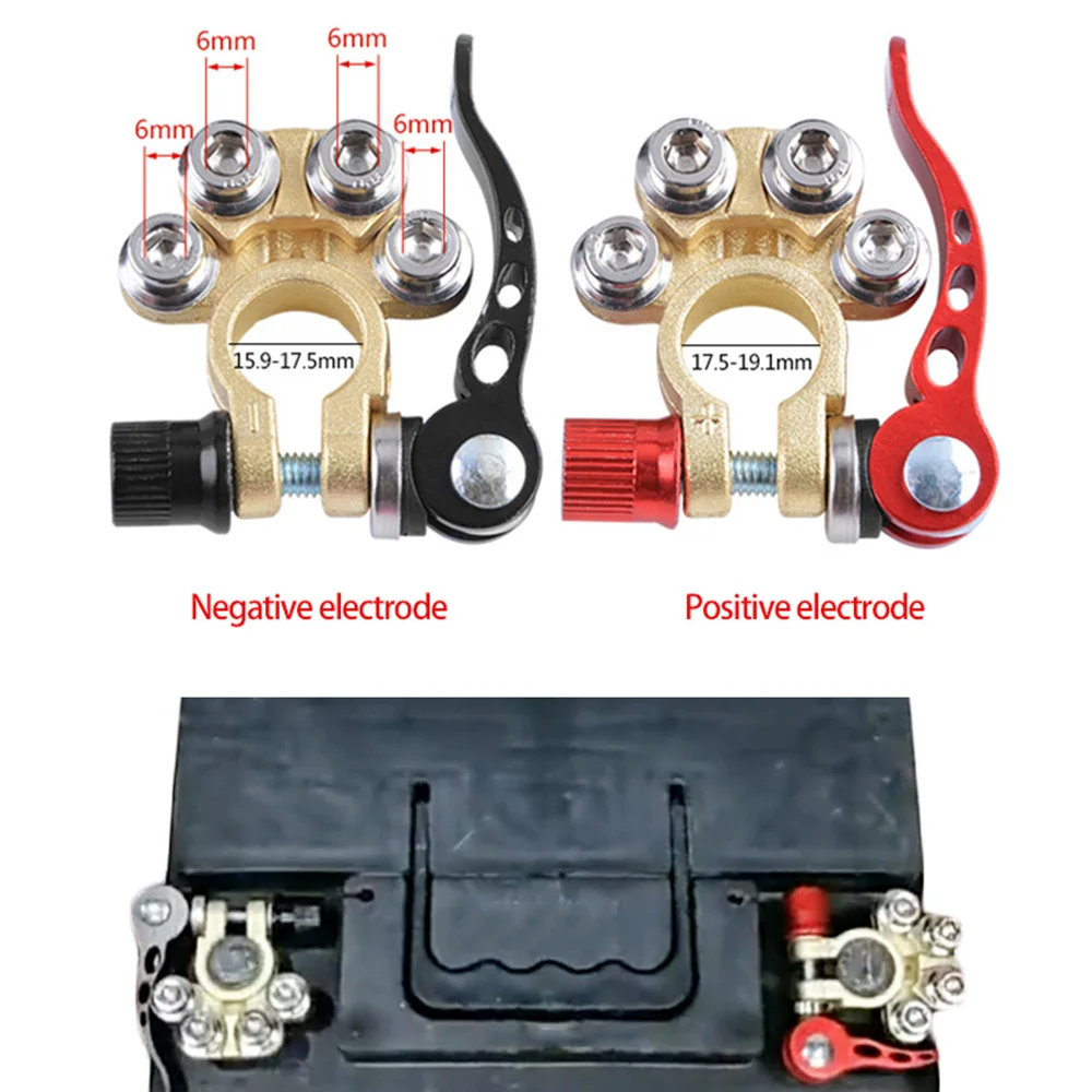 Aluminum Alloy Car Battery Terminal 12V 24V Positive Negative Power Lug Posts Quick Release Top Clip Connectors