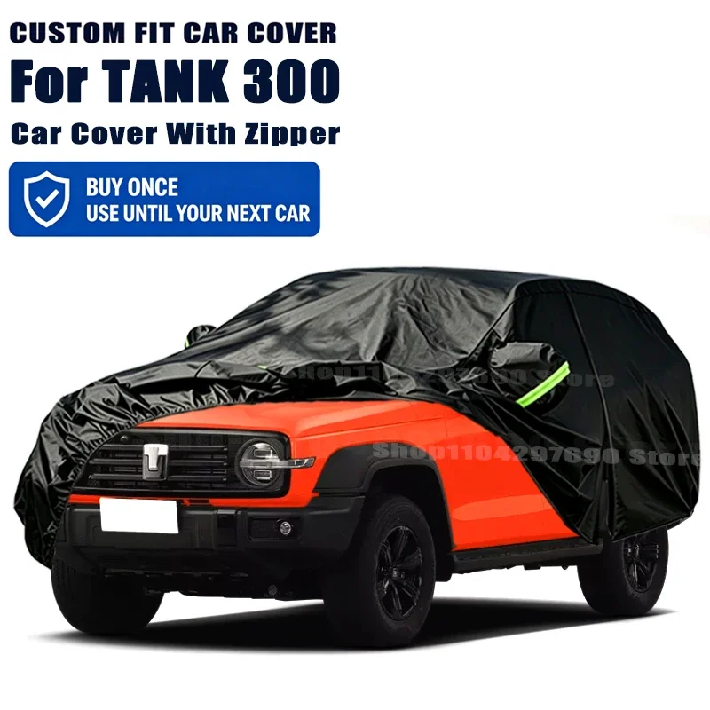 For TANK 300 Outdoor Full Car Cover With Zipper Snow Cover Sunshade Waterproof Dustproof Exterior Protection