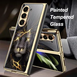 Luxury Plating All-included Case for Samsung Galaxy Z Fold 5 Fold5 Painted Tempered Glass Anti-knock Protective Phone Cover Case