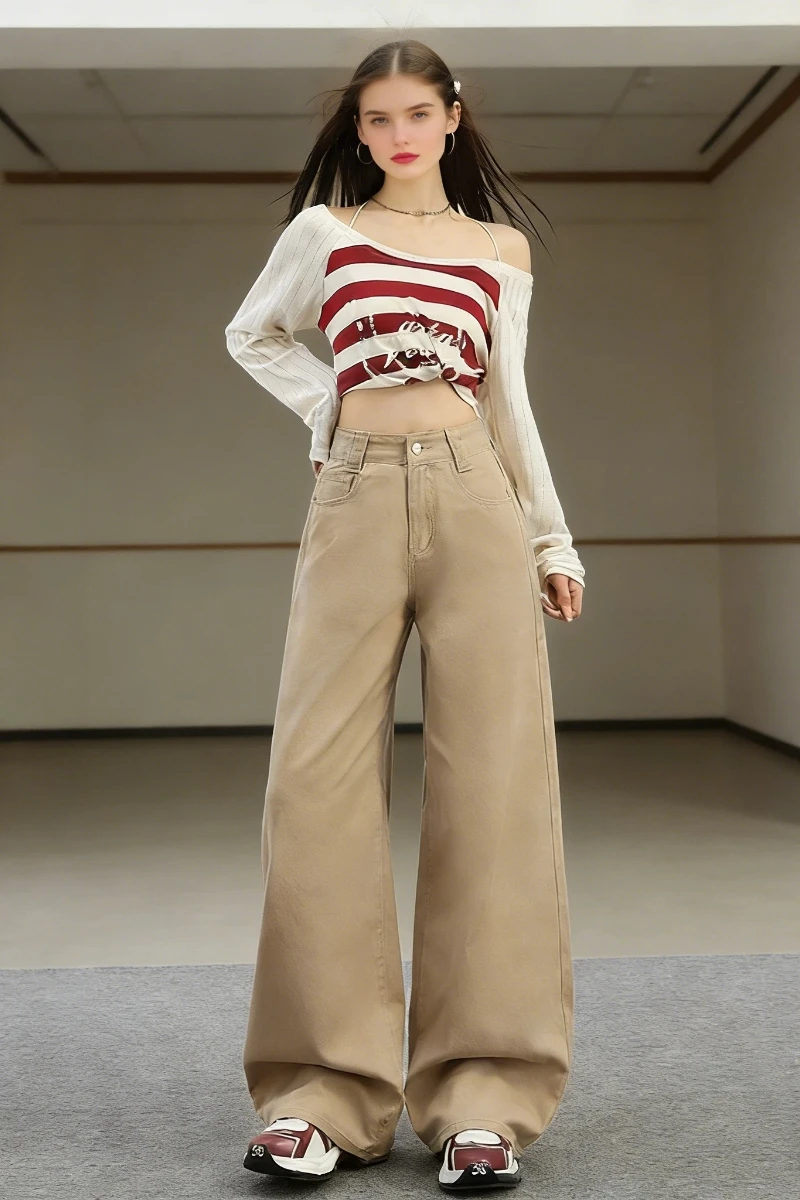 

Джинсы Y2K женские, винтажные, свободные, расклешенные, из денима, с высокой талией, широкие штанины, в стиле ретро, повседневные, комфортные