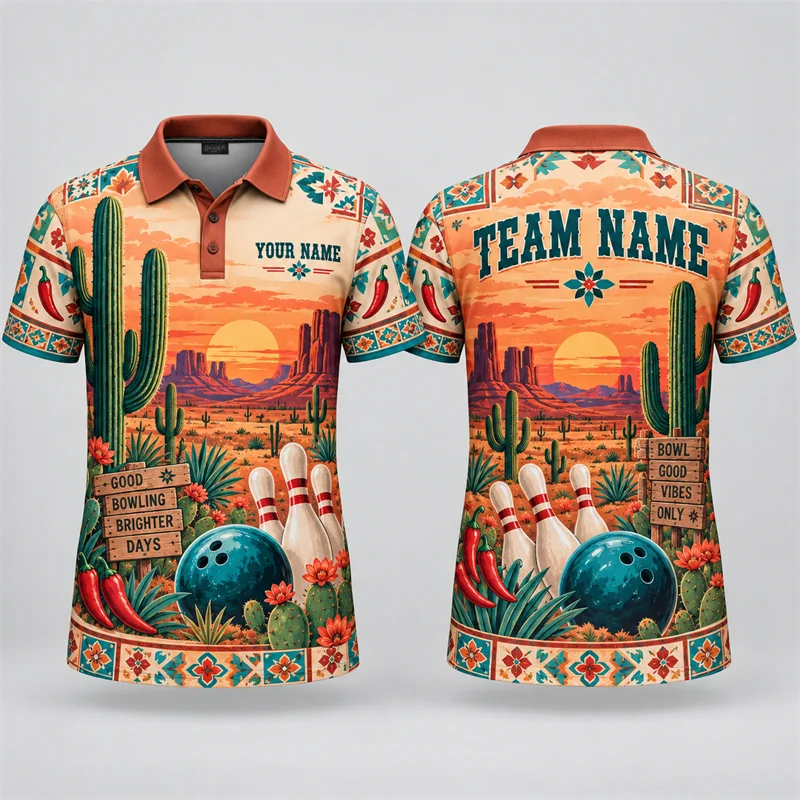 Custom Bowling Polo Shirt Personalized Name Team Name Creative 3D Print Short Sleeve Jersey League Tournament Sports Uniform