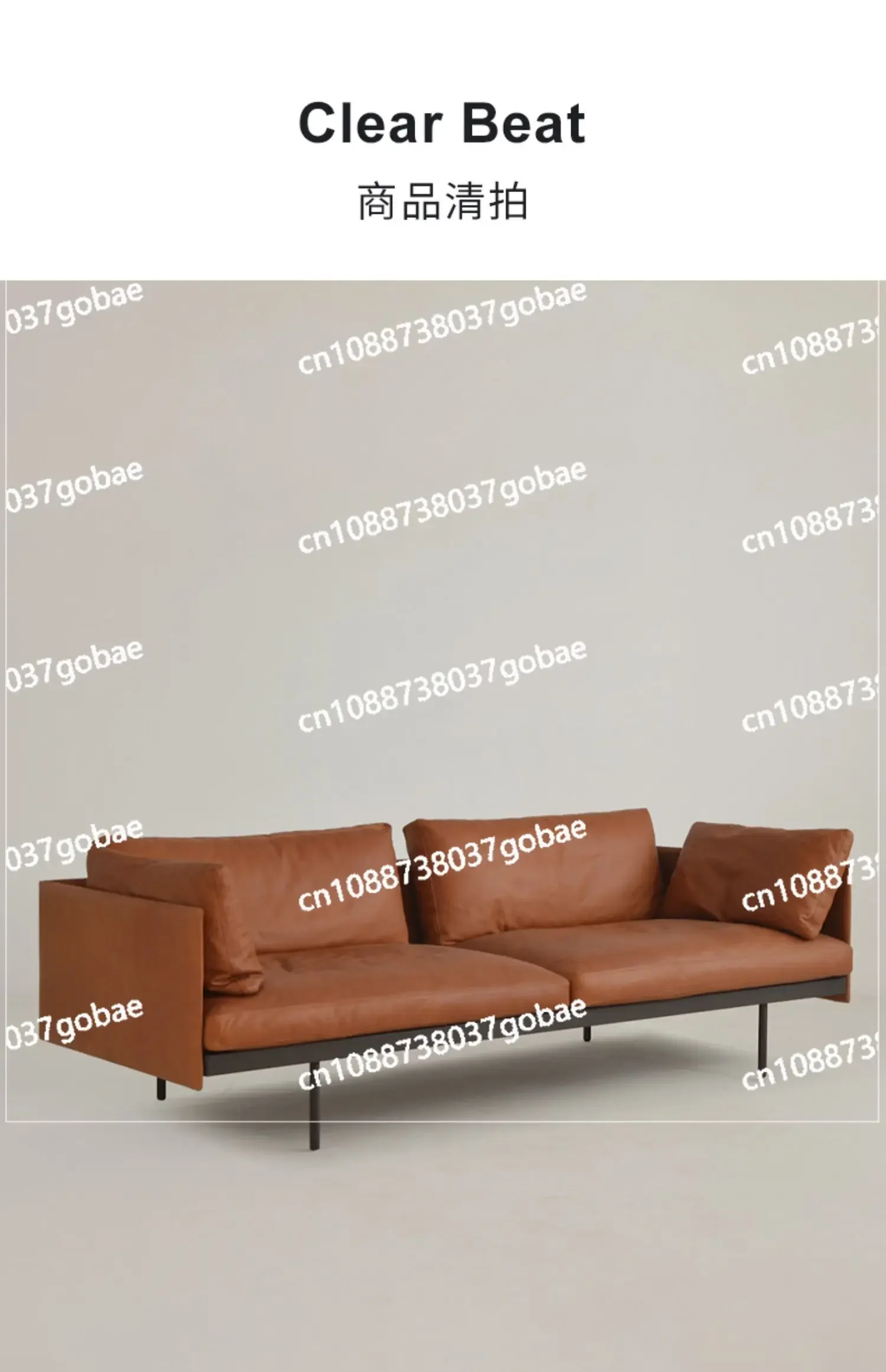 Leather Sofa First Layer Cowhide Modern Living Room Three-Person Straight Row Napa Leather Sofa