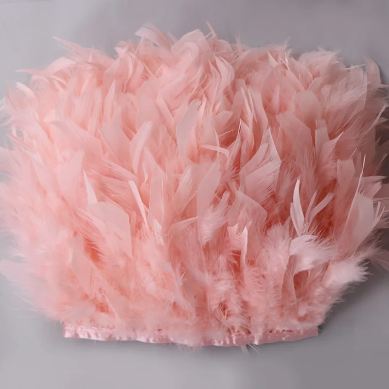 10 Meter Fluffy Colorful Turkey Feathers Fringe Turkey Feather Trim Ribbon Plume For Latin Dance Stage Wedding Sewing Diy Crafts