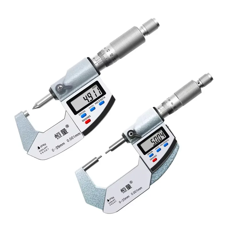 

IP65 Waterproof Digital Micrometer 0-25mm 0.001mm, Small Head Single Double Pointed