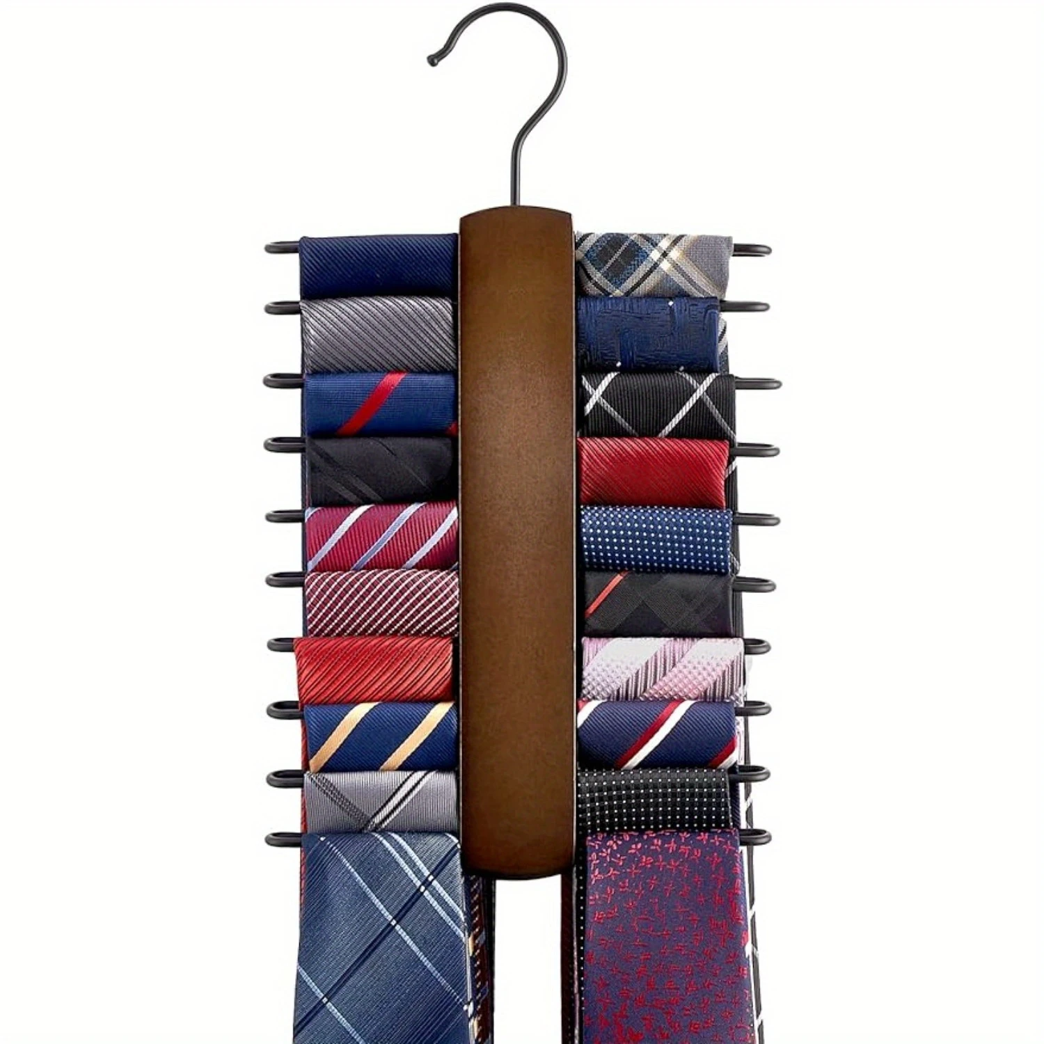 

1pc Wooden Tie Rack, Retro Tie Belt Hanger For Men, Closet & Scarf Organizer For Closet Organize, Space Saving Tie Shelf, Ideal