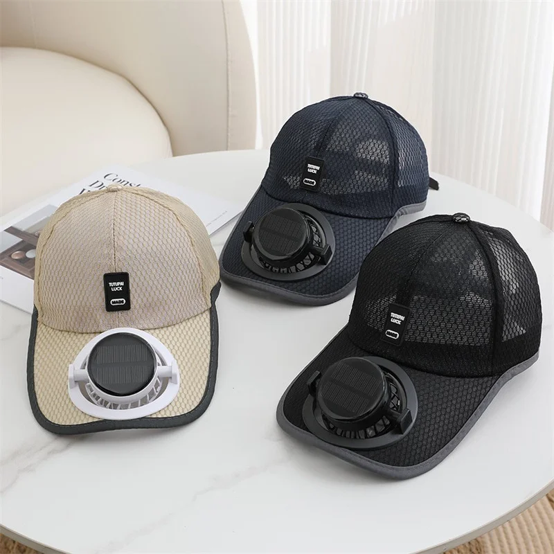 Summer Usb Solar Fan Baseball Cap for Men Women Mesh Adjustable Breathable Unisex Caps Quick Dry Running Hat Cap Outdoor Sports
