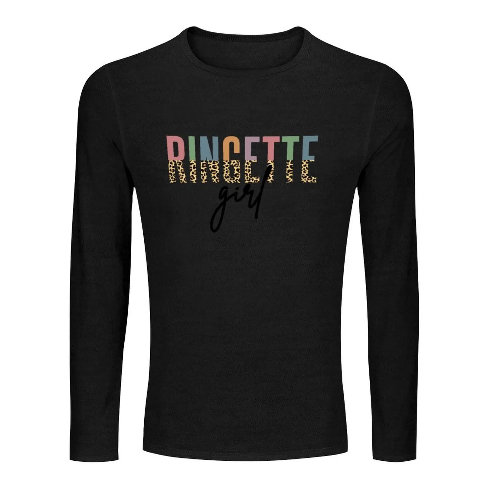 Ringette Girl colorful Cheetah print text For Ringette players Gift for Ringette lovers Long T-Shirt Tee shirt mens t shirts