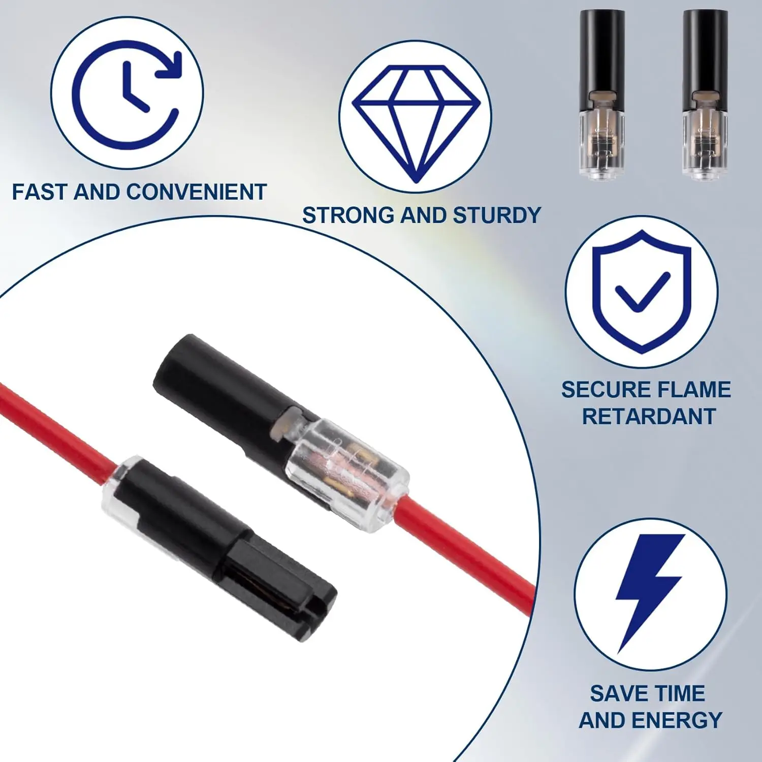 Double Wire Plug in Connector with Locking Buckle, Flame Retardant Locking Wire Quick Connectors, Suitable for Automotive Wiring