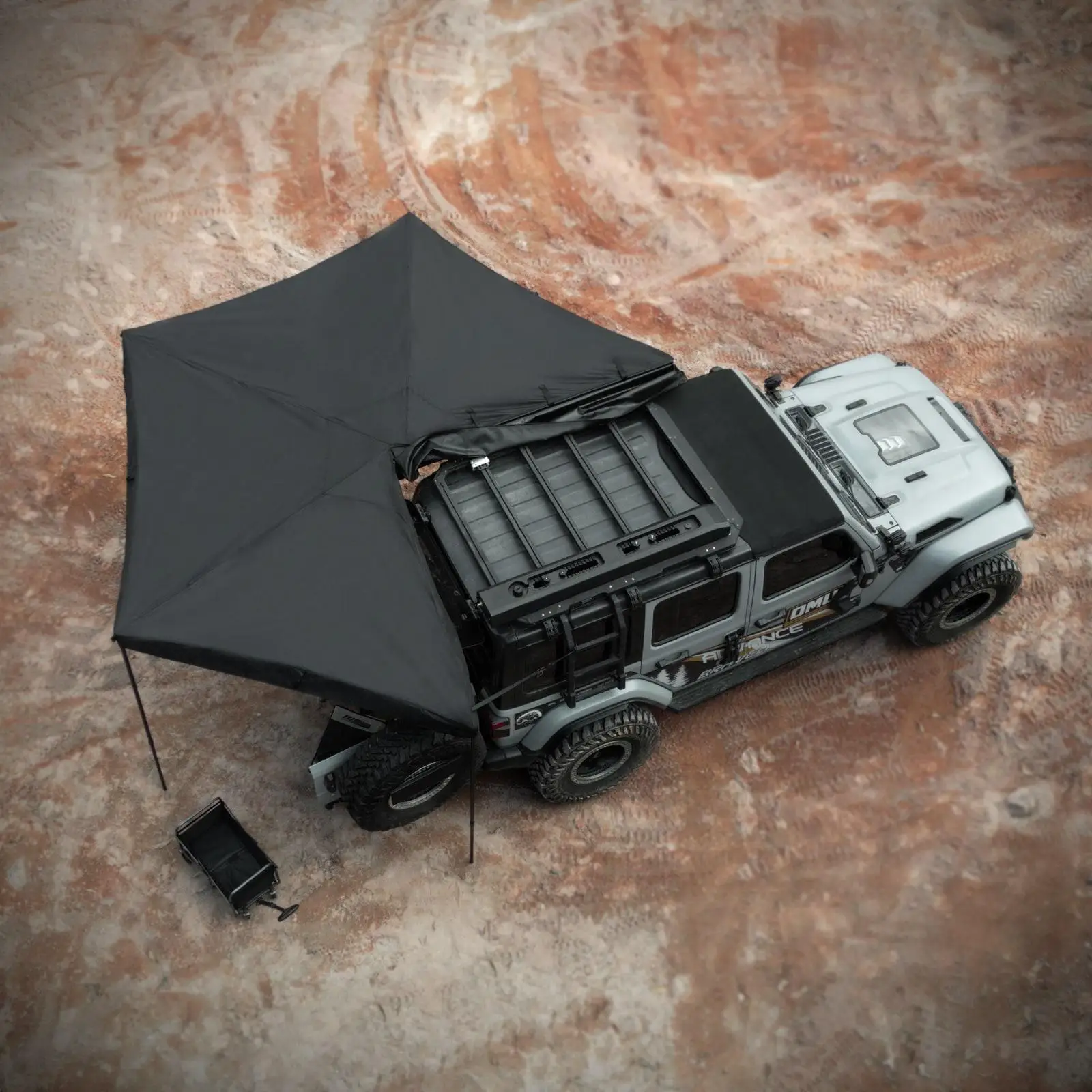 خيمة مظلة جناح الخفّاش بزاوية 270 درجة مقاومة للماء ومضادة للشمس وإعداد سريع للتخييم على الطرق الوعرة RV (الجدران الجانبية غير متضمنة)