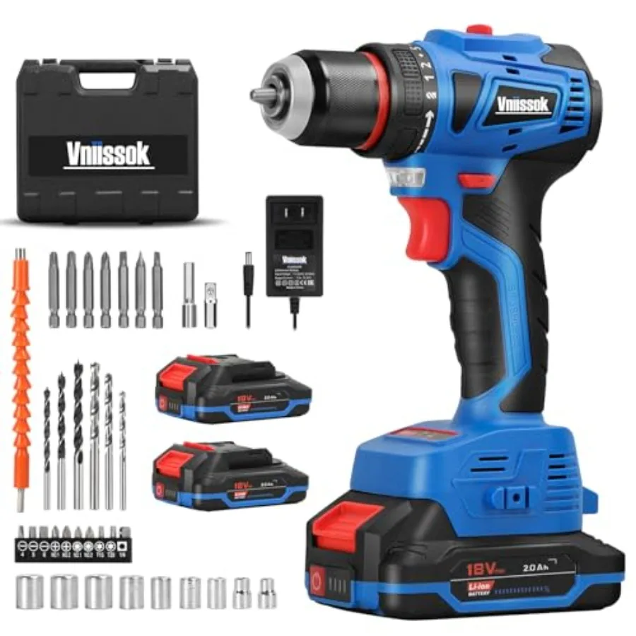 

Cordless Drill Set18V Brushless Power impach driver with Battery and Charger 3/8" Keyless Chuck Variable Speed Drill Driver Bit