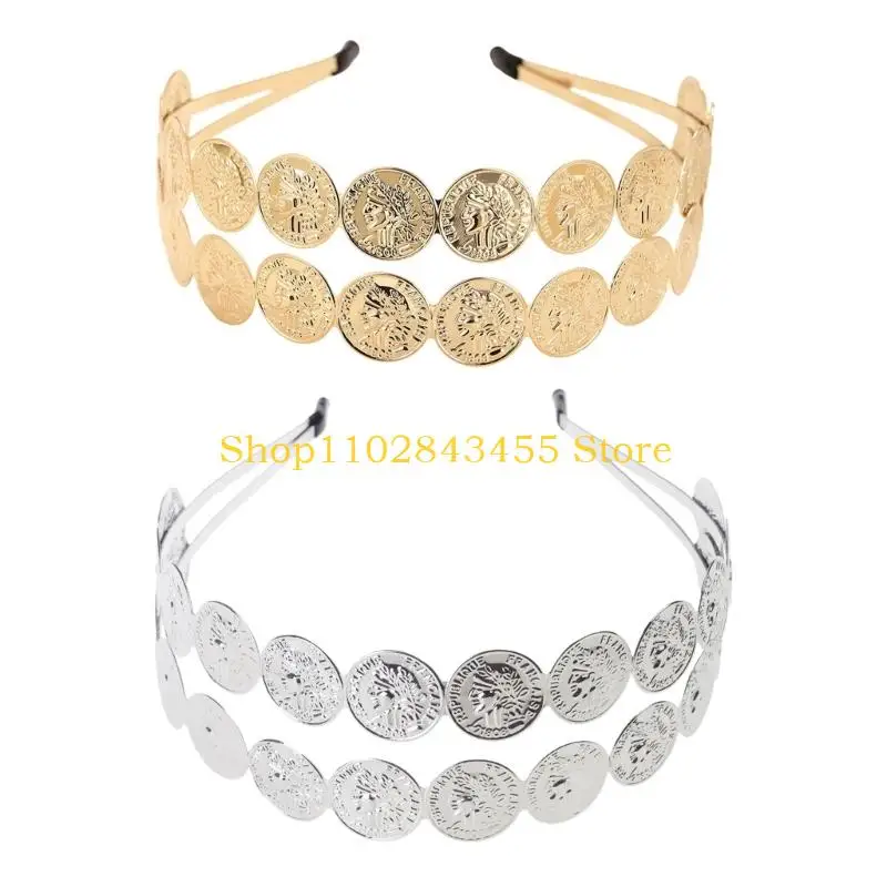 49MC Elegant Metal Coin Hair Bridal Dance Accessory Headbands For Women Performances