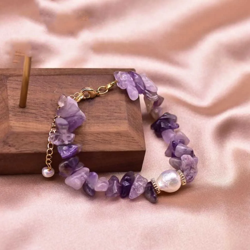 Natural Amethyst Freshwater Baroque Pearls Bracelet Yoga Fancy Restore Bless spread Gift Chakra Healing Colorful